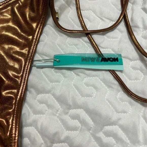 Fashion nova large high waisted dark gold two piece bikini nwt swim - Picture 5 of 8